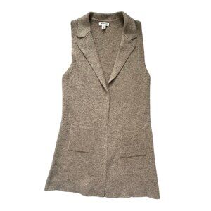 Monteau Long Open Front Sweater Vest Camel Brown size Large